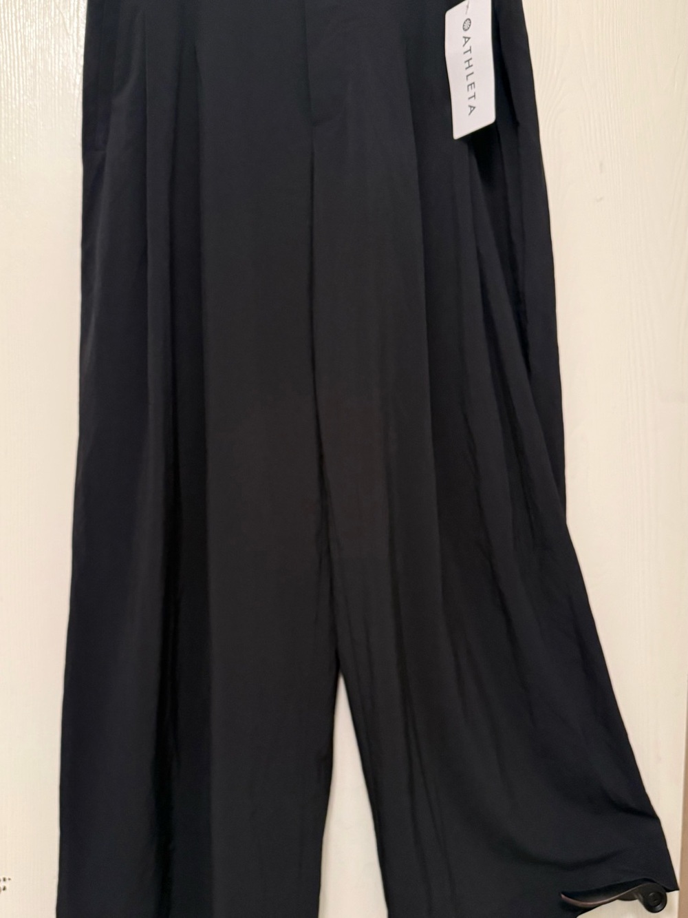 Athleta Black Pleated Wide-Leg Trousers